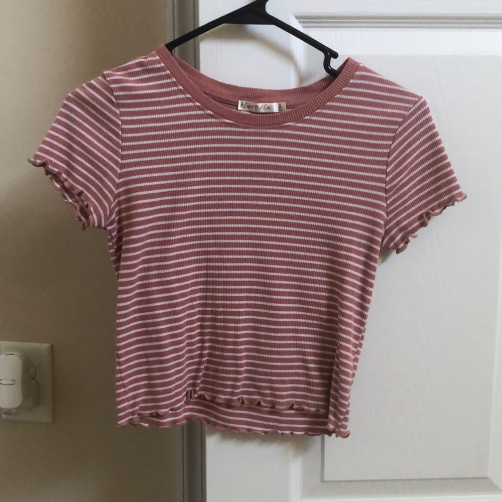 Pink & White stripped ribbed tee